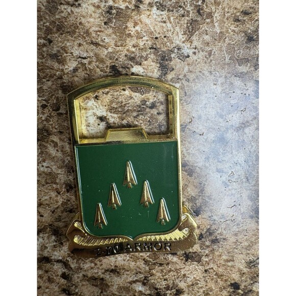 U.S. Army 70th Armor Crest "STRIKE SWIFTY" 2-70 Armor Vintage Bottle Opener - Picture 5 of 6